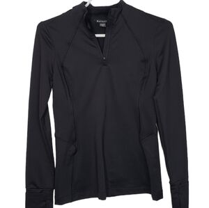 Athleta Black 1/4 Zip Long Sleeve Pullover Jacket Top Back Pocket Size XXS